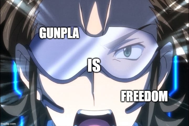 Gundam meme | GUNPLA; IS; FREEDOM | image tagged in gunpla is freedom | made w/ Imgflip meme maker