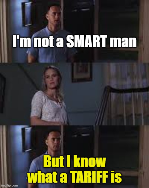 Tariff | I'm not a SMART man; But I know what a TARIFF is | image tagged in forrest jenny smart | made w/ Imgflip meme maker