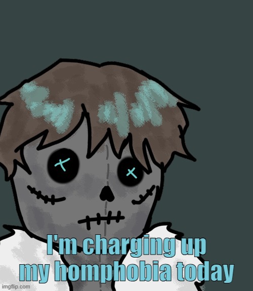 OsDe plush (thanks Disco) | I'm charging up my homphobia today | image tagged in osde plush thanks disco | made w/ Imgflip meme maker