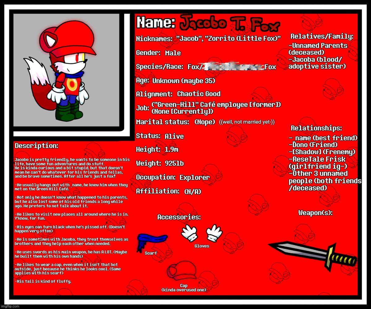 And now.. Now here's Jacobo info. too! | ((well, not married yet-)) | image tagged in original character | made w/ Imgflip meme maker