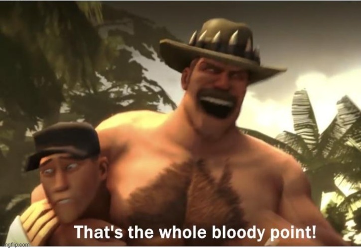 The whole bloody point | image tagged in the whole bloody point | made w/ Imgflip meme maker