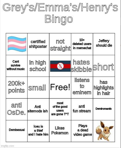 my first bingo in a very long time | image tagged in grey's/emma's/henry's bingo | made w/ Imgflip meme maker