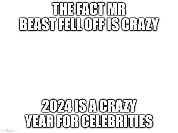 THE FACT MR BEAST FELL OFF IS CRAZY; 2024 IS A CRAZY YEAR FOR CELEBRITIES | made w/ Imgflip meme maker