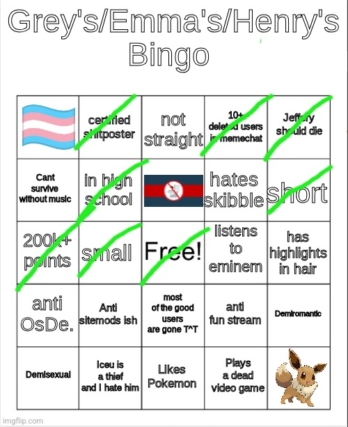 L bingo | image tagged in grey's/emma's/henry's bingo | made w/ Imgflip meme maker