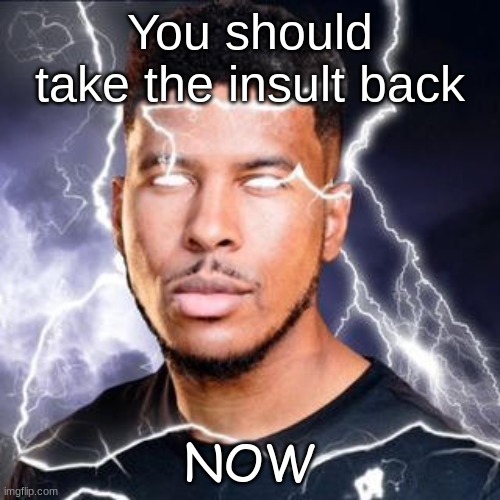 LowTierGod | You should take the insult back NOW | image tagged in lowtiergod | made w/ Imgflip meme maker