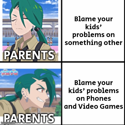 If the Parents always blame Phone and Video Games, then they are bad parents. | Blame your kids' problems on something other; PARENTS; Blame your kids' problems on Phones and Video Games; PARENTS | image tagged in memes,parents,blame | made w/ Imgflip meme maker