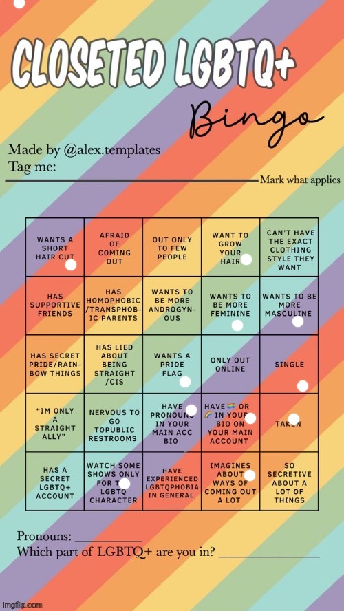 Closeted LGBTQ+ Bingo | image tagged in closeted lgbtq bingo | made w/ Imgflip meme maker