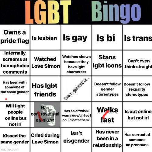 LGBTQ bingo | image tagged in lgbtq bingo | made w/ Imgflip meme maker