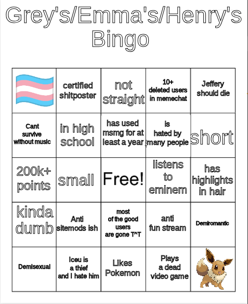 High Quality Grey's/Emma's Bingo (Actually fixed) Blank Meme Template