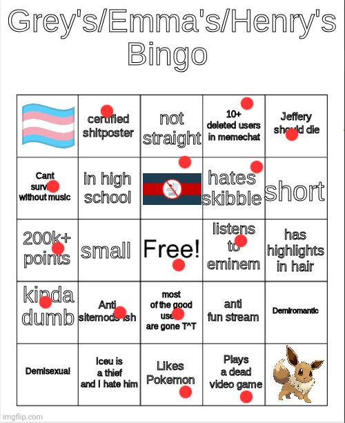 Yuh | image tagged in grey's/emma's bingo fixed | made w/ Imgflip meme maker