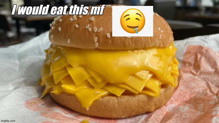 A Real Cheeseburger | I would eat this mf | image tagged in a real cheeseburger | made w/ Imgflip meme maker