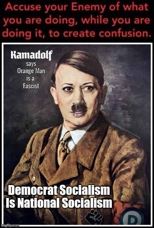 Hobama is Hitler | says
Orange Man
is a 
Fascist; Democrat Socialism
Is National Socialism | image tagged in hobama harris as hitler,democrat,socialism | made w/ Imgflip meme maker