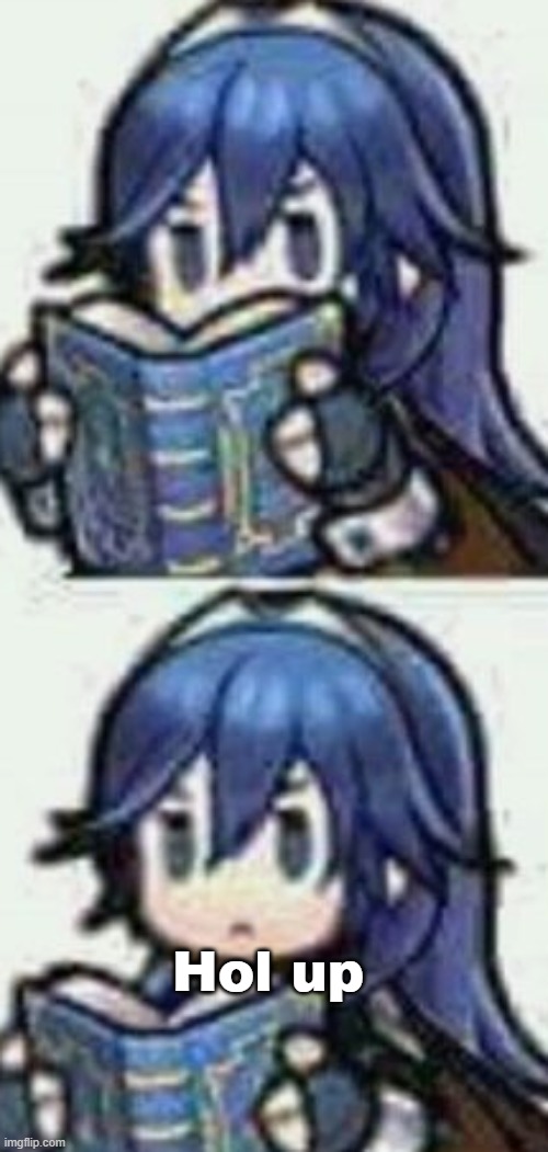 Lucina reading book | Hol up | image tagged in lucina reading book | made w/ Imgflip meme maker
