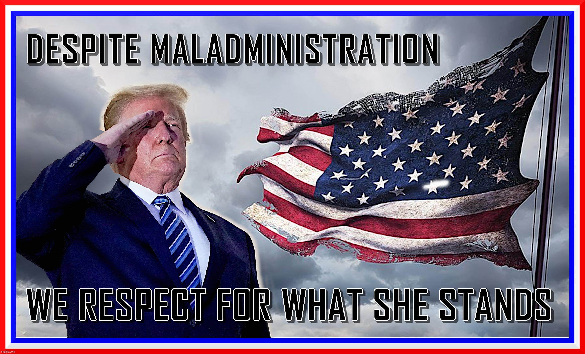 RESPECT FOR WHAT SHE STANDS | image tagged in trump,biden,harris,maladministration,policy,maga | made w/ Imgflip meme maker