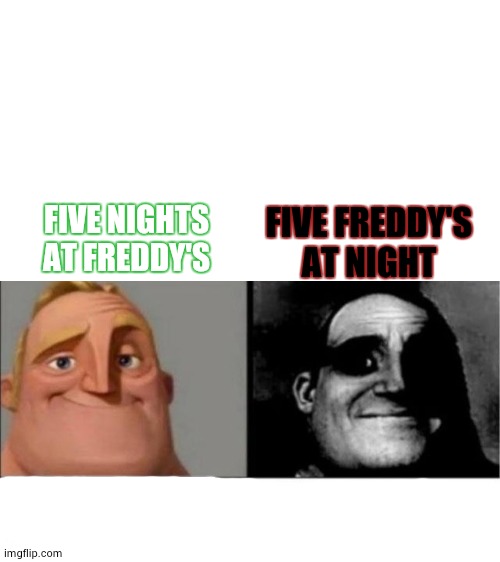 People who don't know / People who know meme | FIVE NIGHTS AT FREDDY'S FIVE FREDDY'S AT NIGHT | image tagged in people who don't know / people who know meme | made w/ Imgflip meme maker