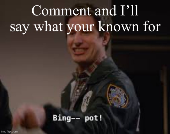 Bingpot | Comment and I’ll say what your known for | image tagged in bingpot | made w/ Imgflip meme maker