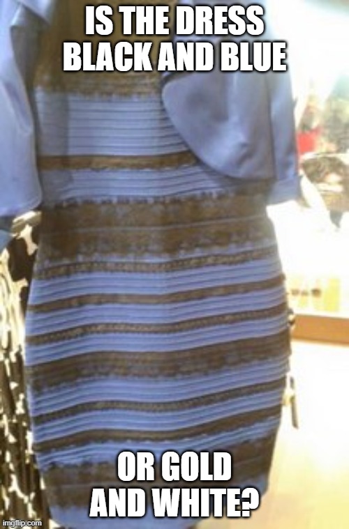 2015 ahh iternet phenomenon | IS THE DRESS BLACK AND BLUE; OR GOLD AND WHITE? | image tagged in nostalgia,2015 | made w/ Imgflip meme maker