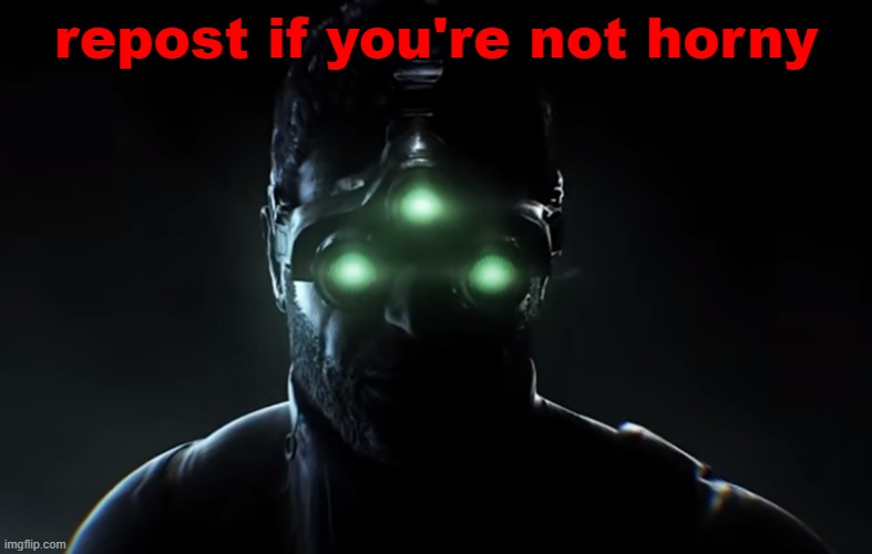 Splinter Cell | repost if you're not horny | image tagged in splinter cell | made w/ Imgflip meme maker