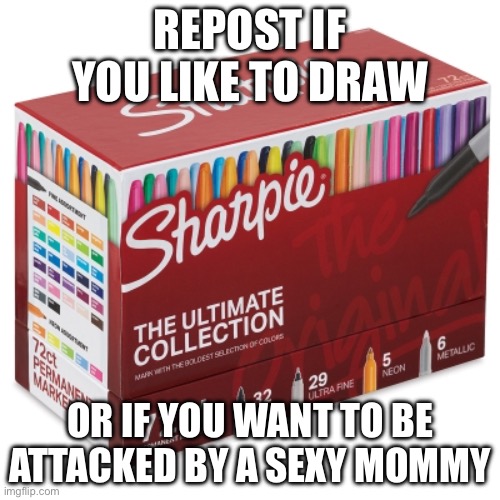 first option is better imo | REPOST IF YOU LIKE TO DRAW; OR IF YOU WANT TO BE ATTACKED BY A SEXY MOMMY | image tagged in ultimate sharpie collection | made w/ Imgflip meme maker