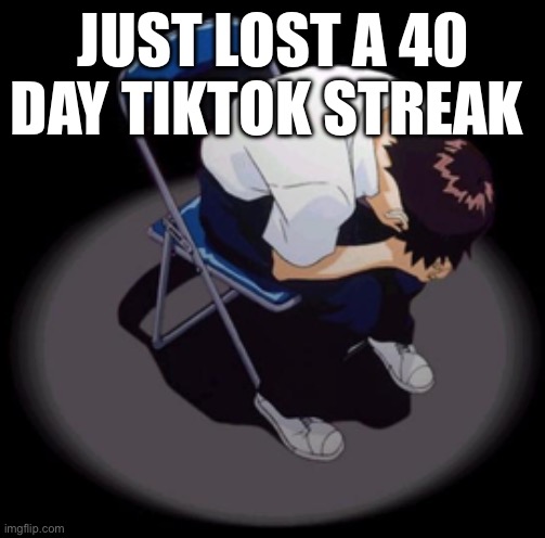 I never thought I’d miss bro sending videos of autistic people in my dms so much | JUST LOST A 40 DAY TIKTOK STREAK | image tagged in shinji chair meme | made w/ Imgflip meme maker