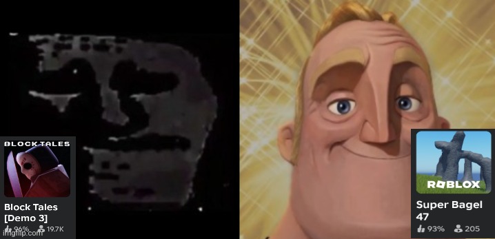 The transition is insane | image tagged in sad trollge,mr incredible becoming canny,roblox | made w/ Imgflip meme maker