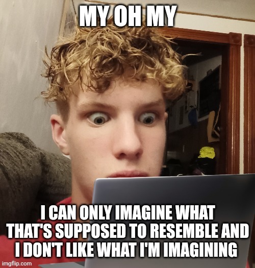 Karsyn is very disturbed | MY OH MY I CAN ONLY IMAGINE WHAT THAT'S SUPPOSED TO RESEMBLE AND I DON'T LIKE WHAT I'M IMAGINING | image tagged in karsyn is very disturbed | made w/ Imgflip meme maker