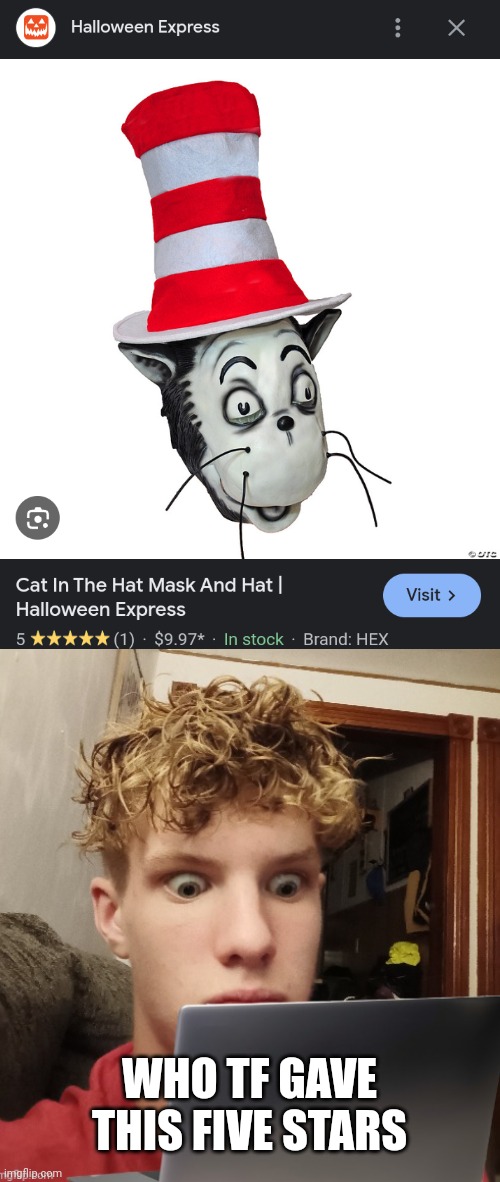 Wtf is this mask | WHO TF GAVE THIS FIVE STARS | image tagged in tag | made w/ Imgflip meme maker