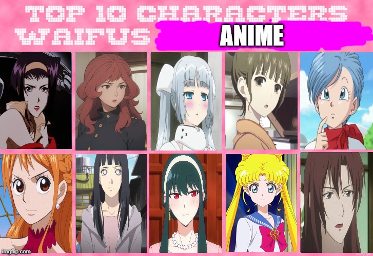 top 10 anime waifus | ANIME | image tagged in top 10 waifus of animation anime,anime,top 10 waifus,redheads,beautiful,anime meme | made w/ Imgflip meme maker