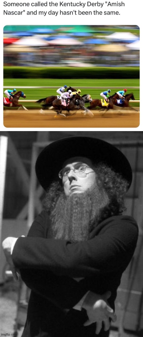 Amish NASCAR | image tagged in weird al amish,amish,nascar,horse,race | made w/ Imgflip meme maker