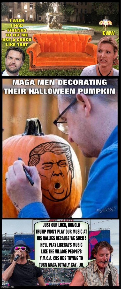 weird creepy maga | image tagged in halloween,friends,jd vance,donald trump is an idiot,clown car republicans,rock music | made w/ Imgflip meme maker