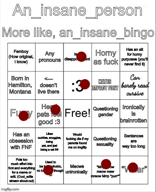 No bingo, I am glad I am not like other people | image tagged in an_insane_bingo slight update | made w/ Imgflip meme maker