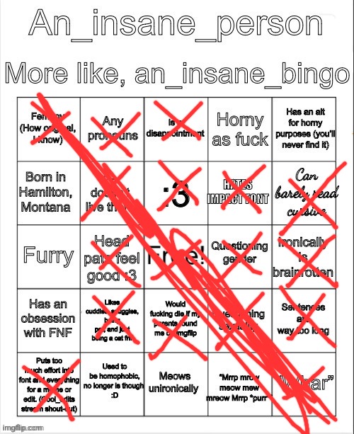Crazy? I was crazy once | image tagged in an_insane_bingo slight update | made w/ Imgflip meme maker