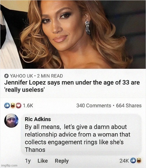 Jennifer Lopez Thanos | image tagged in repost,memes,reddit,rareinsults | made w/ Imgflip meme maker