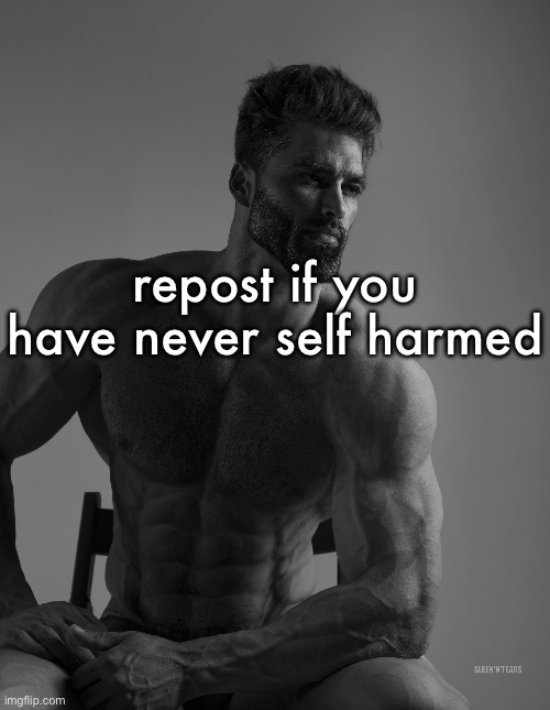 Giga Chad | repost if you have never self harmed | image tagged in giga chad | made w/ Imgflip meme maker