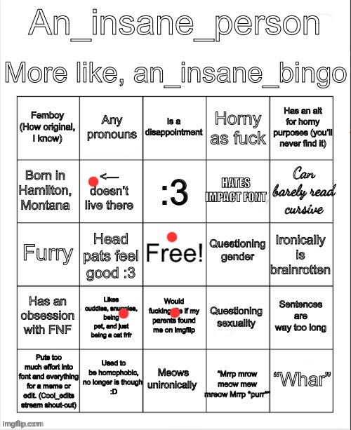 image tagged in an_insane_bingo slight update | made w/ Imgflip meme maker