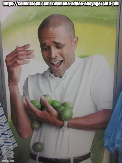 https://soundcloud.com/kwamena-addae-aboyage/chill-pill | https://soundcloud.com/kwamena-addae-aboyage/chill-pill | image tagged in memes,why can't i hold all these limes | made w/ Imgflip meme maker