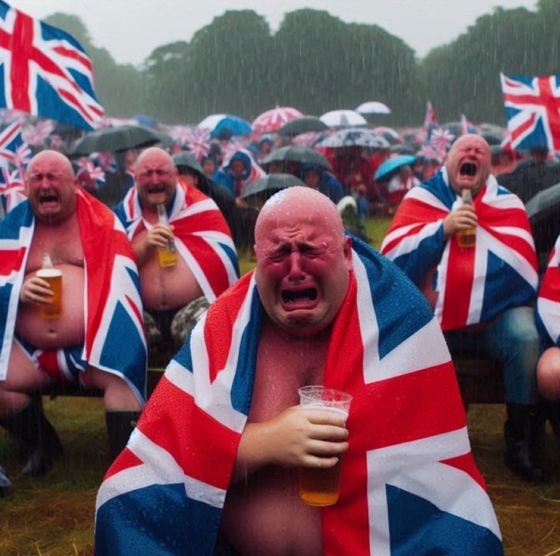 British men crying in beer Blank Meme Template