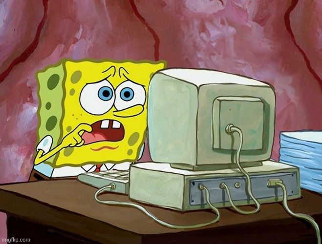 SPONGEBOB SHOCKED AT THE INTERNET, COMPUTER | image tagged in spongebob shocked at the internet computer | made w/ Imgflip meme maker