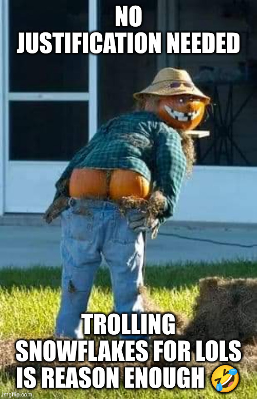 Halloween Moo | NO JUSTIFICATION NEEDED TROLLING SNOWFLAKES FOR LOLS IS REASON ENOUGH ? | image tagged in halloween moo | made w/ Imgflip meme maker