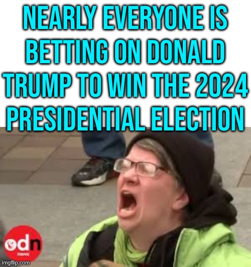 Election Odds Swing in Trump's Favor | NEARLY EVERYONE IS
BETTING ON DONALD TRUMP TO WIN THE 2024 PRESIDENTIAL ELECTION | image tagged in karen screaming,donald trump,kamala harris,election,america,crying democrats | made w/ Imgflip meme maker