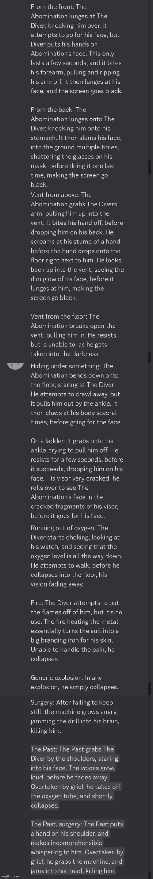 All my death animation ideas for The Diver for Hypoxinora | made w/ Imgflip meme maker