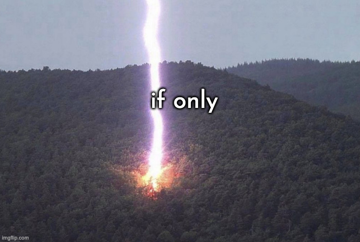 Lightning - Nature doesn't care about your politics | if only | image tagged in lightning - nature doesn't care about your politics | made w/ Imgflip meme maker