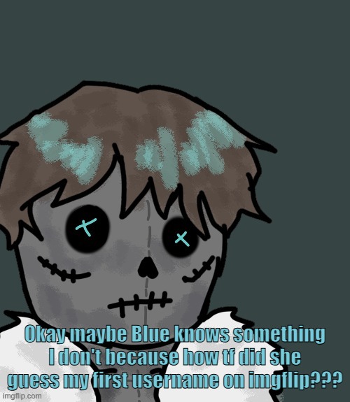 OsDe plush (thanks Disco) | Okay maybe Blue knows something I don't because how tf did she guess my first username on imgflip??? | image tagged in osde plush thanks disco | made w/ Imgflip meme maker