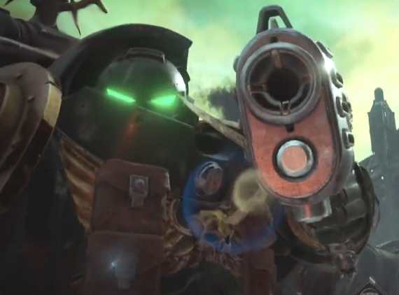 space marine pointing gun at you Blank Meme Template