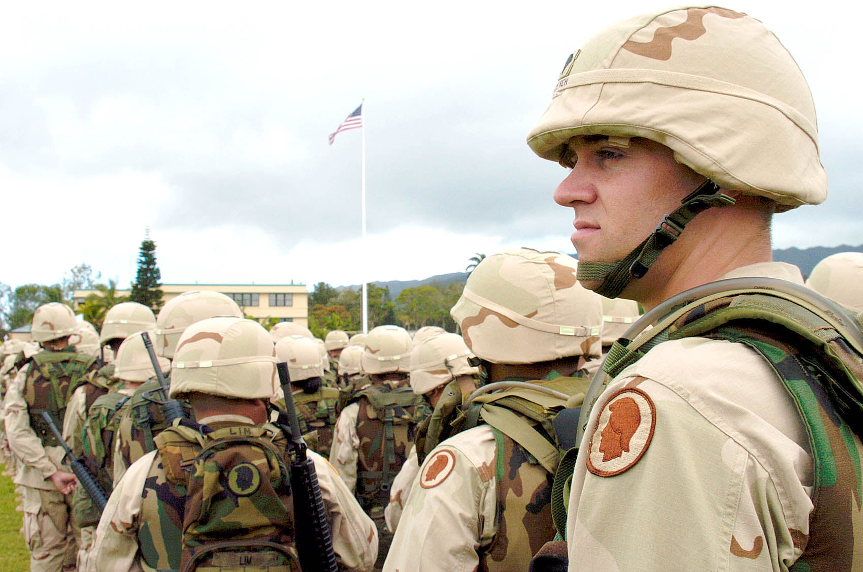 US Soldiers wearing the PASGT Helmet in Hawaii Blank Meme Template