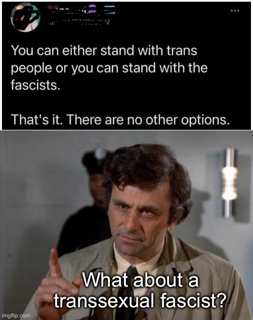 Its possible to flip both off | What about a transsexual fascist? | image tagged in i have just a few questions,politics lol,memes | made w/ Imgflip meme maker