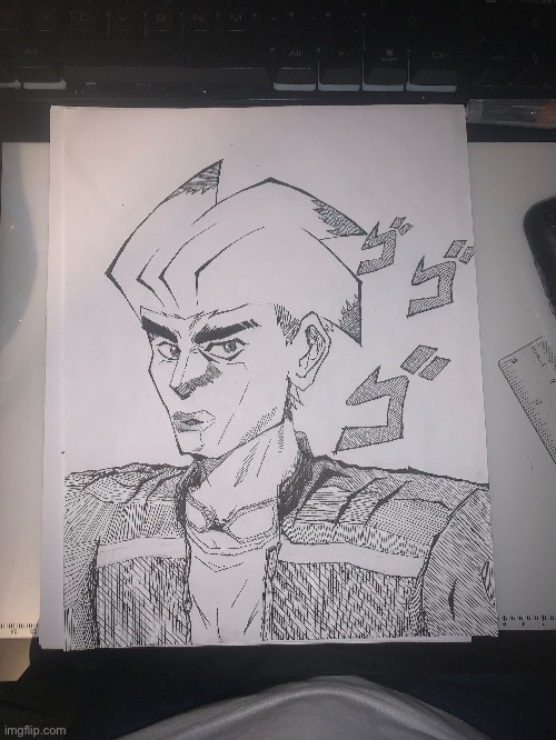 Hey Sketchy, me again!I went a little overboard on the fan art and turned you into a Jojo character. | image tagged in drawing,fanart,jojo's bizarre adventure,hi thx for reading the tags | made w/ Imgflip meme maker