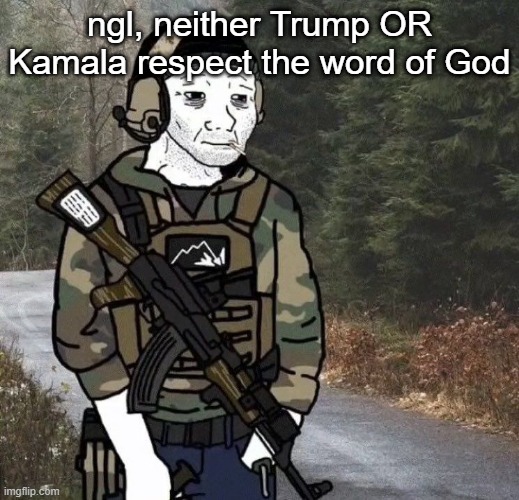 Wojak | ngl, neither Trump OR Kamala respect the word of God | image tagged in wojak | made w/ Imgflip meme maker