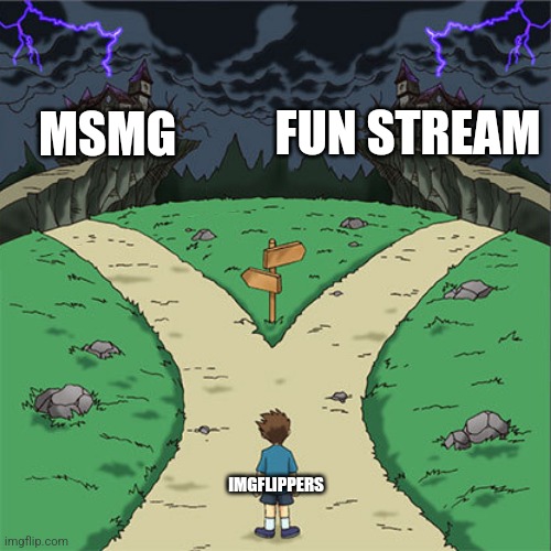 two path | FUN STREAM IMGFLIPPERS MSMG | image tagged in two path | made w/ Imgflip meme maker