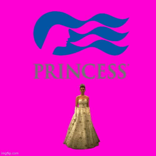 Princess Cruises Logo with Princess Mia | image tagged in blank hot pink background,princess,cruise ship,disney princess,disney,ocean | made w/ Imgflip meme maker